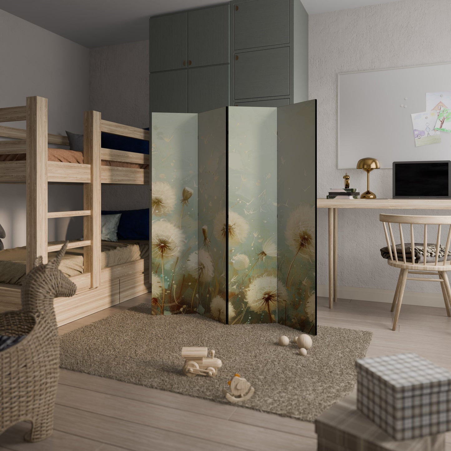 DREAMY MEADOW Decorative 4-Panel Room Divider