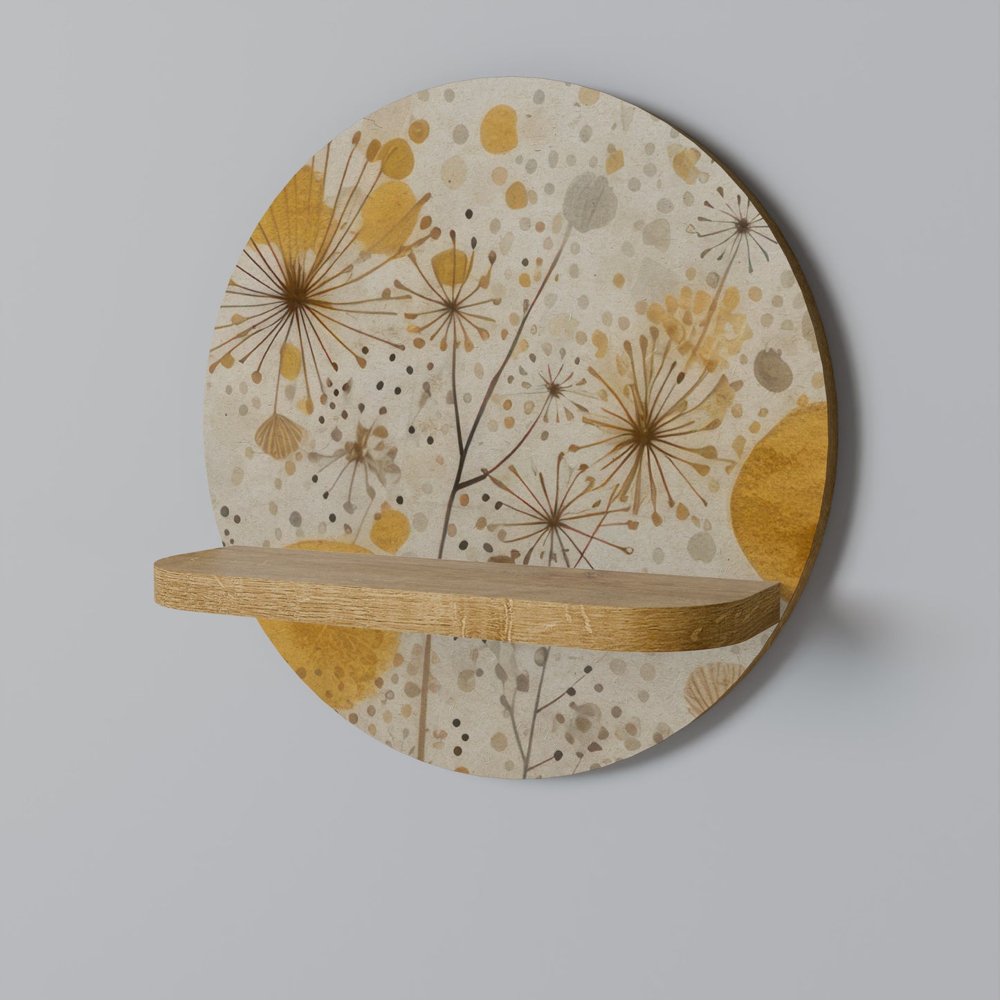 MORNING GLADE Round Art Shelf In Oak Effect