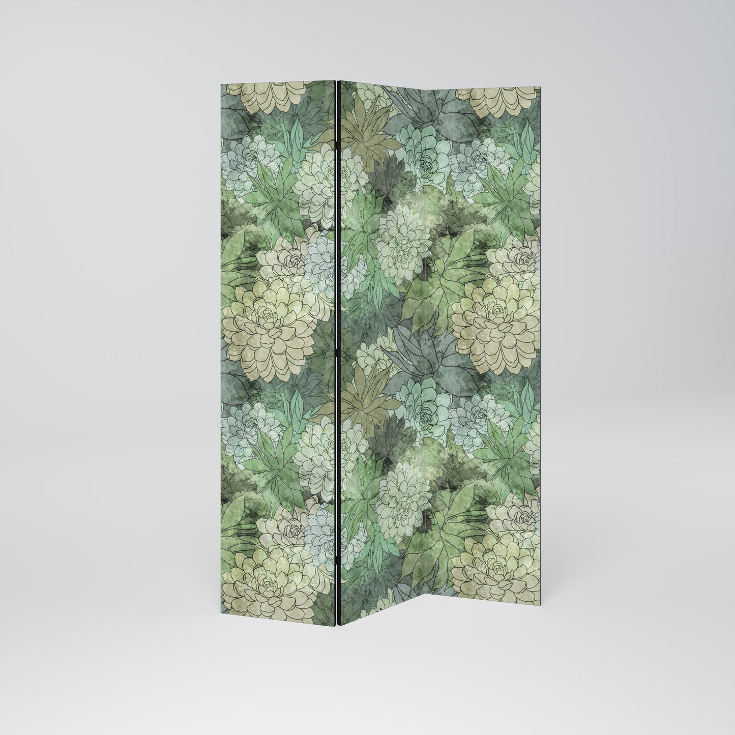 SUCCULENT CLUSTER Decorative 3-Panel Room Divider