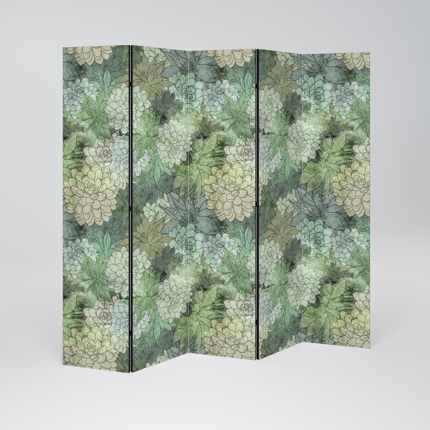 Dekorativ rumsavdelare med 5 paneler i SUCCULENT CLUSTER