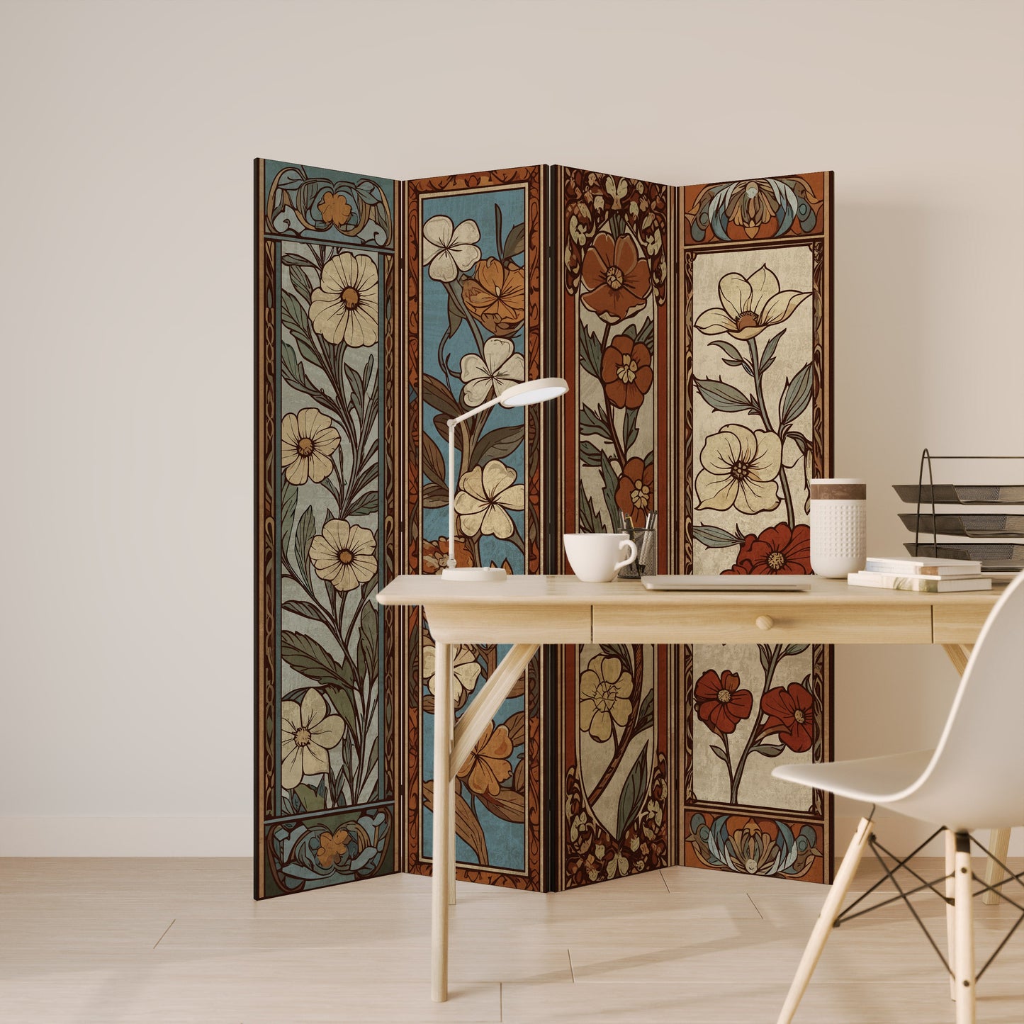 TIMELESS FLORA Decorative 4-Panel Room Divider