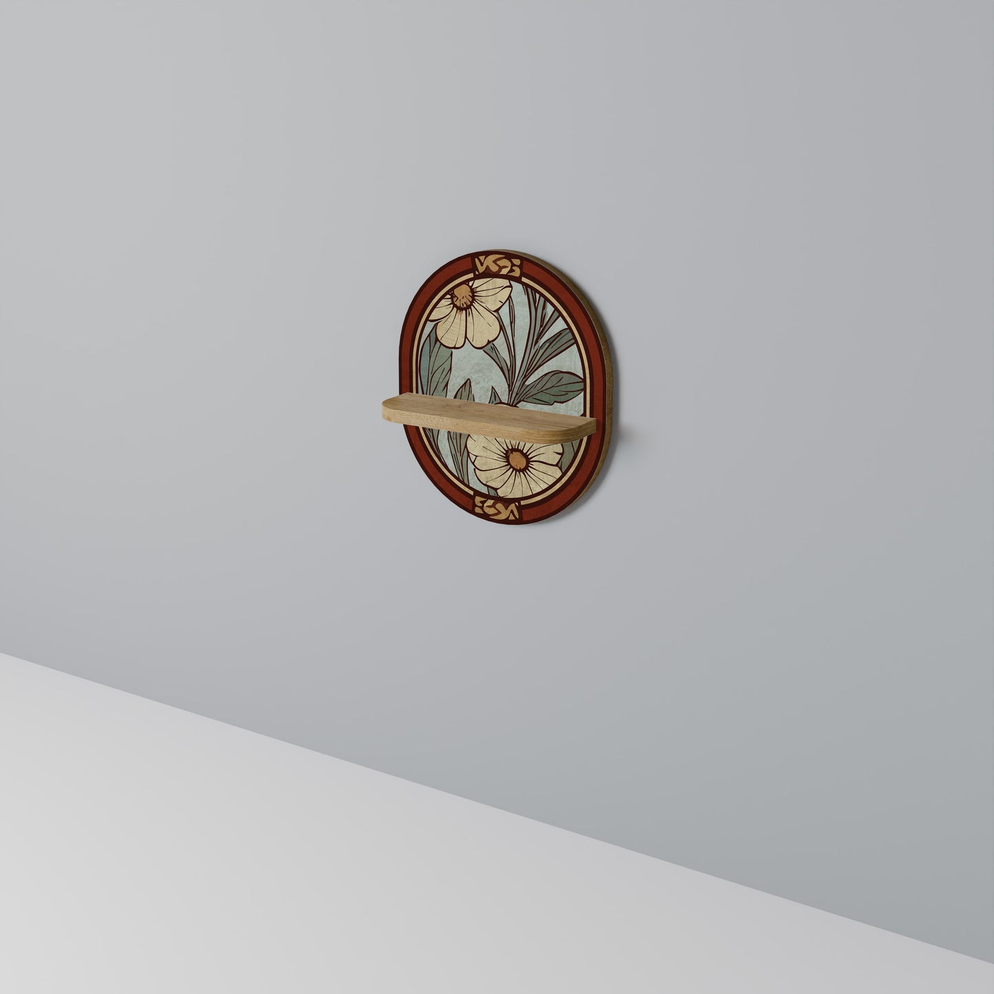 HERITAGE BLOSSOM Oval Art Shelf In Oak Effect