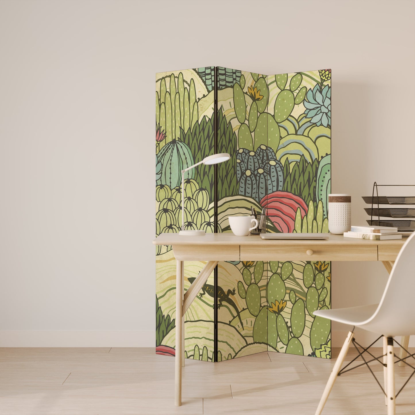 SUCCULENTS KALEIDOSCOPE Decorative 3-Panel Room Divider