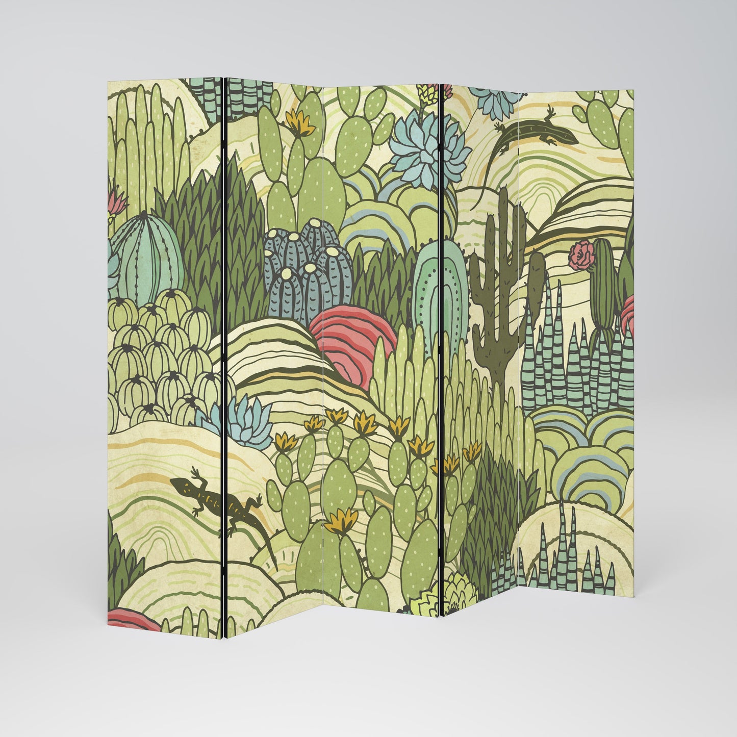 SUCCULENTS KALEIDOSCOPE Decorative 5-Panel Room Divider