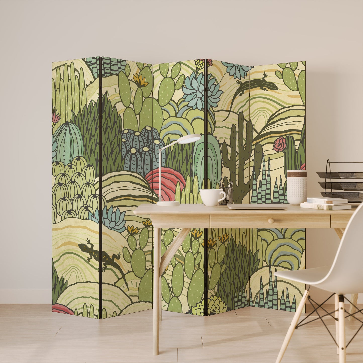 SUCCULENTS KALEIDOSCOPE Decorative 5-Panel Room Divider