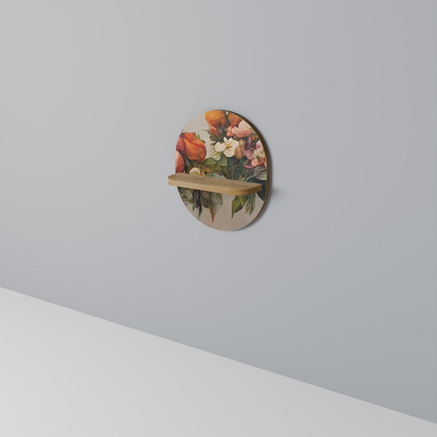 STYLISH BEAUTY Oval Art Shelf In Oak Effect