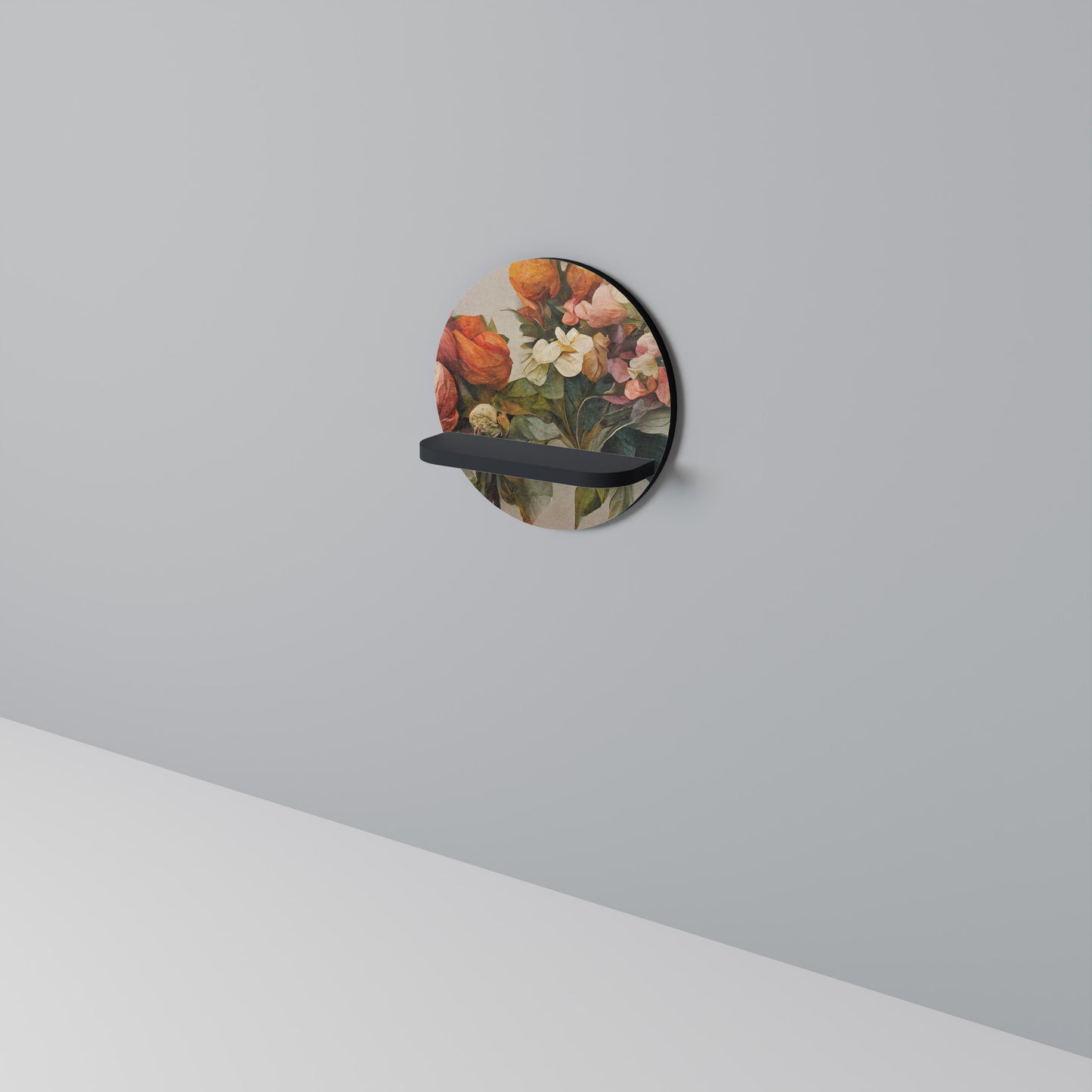 STYLISH BEAUTY Rund konsthylla i svart finish