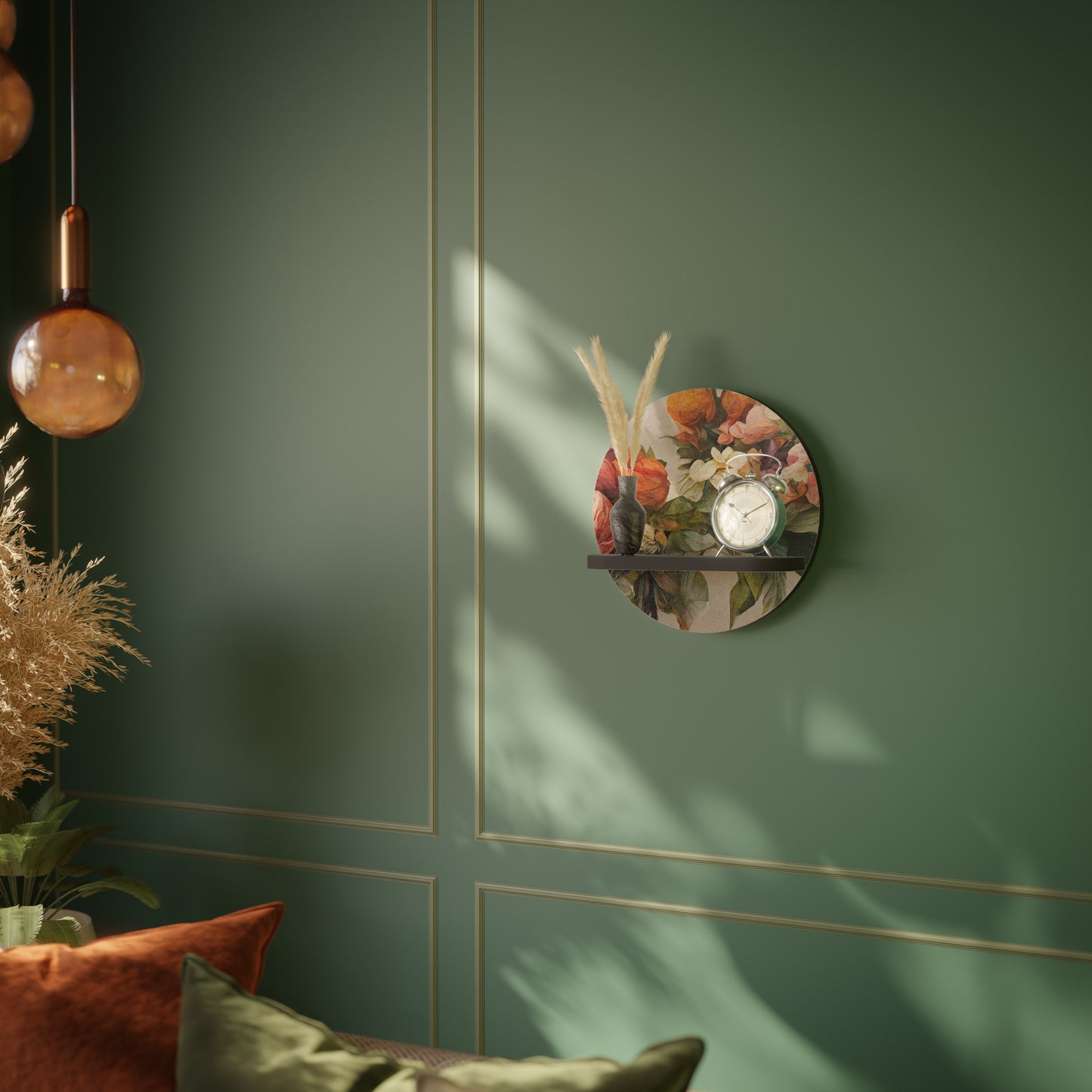 STYLISH BEAUTY Rund konsthylla i svart finish