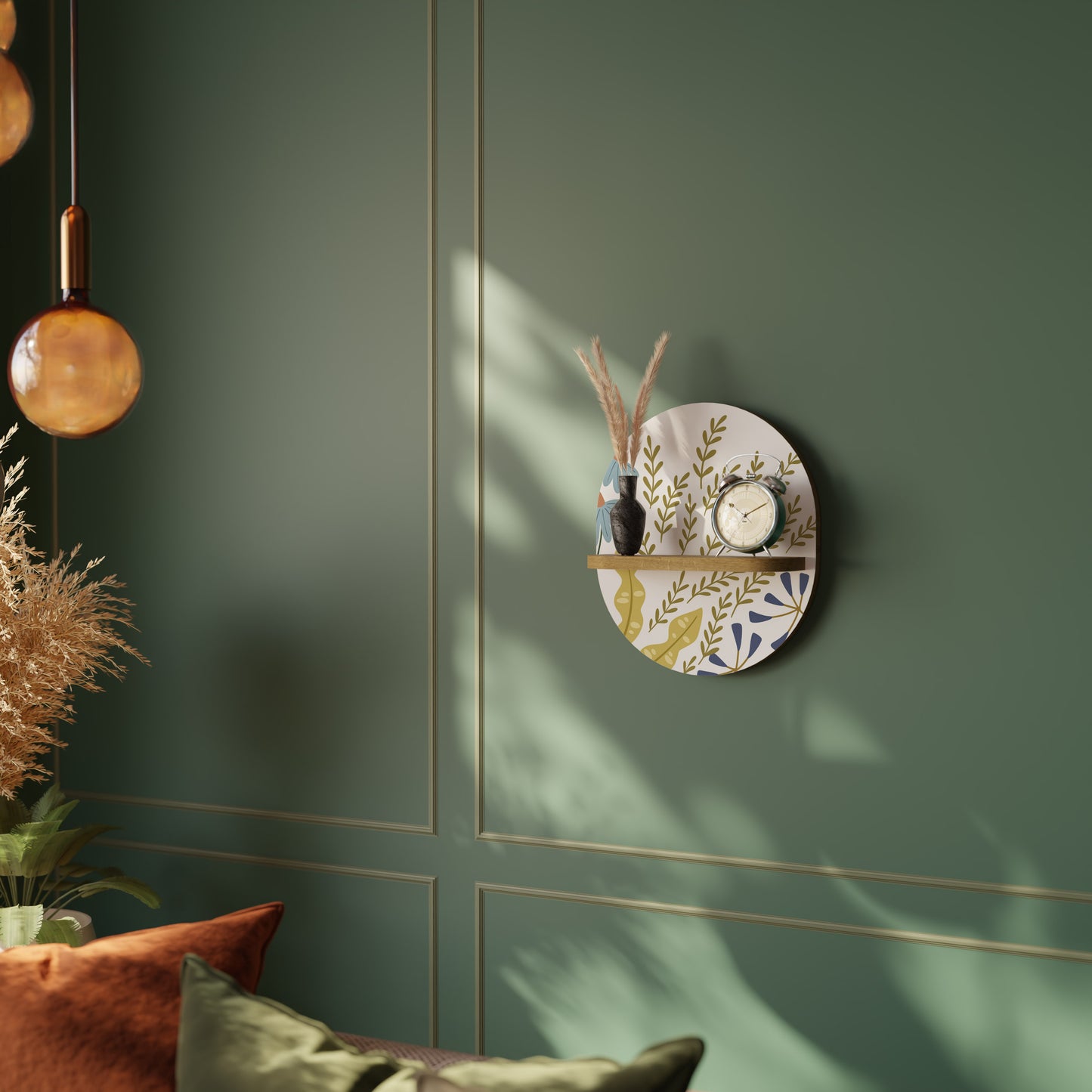 HELLO SPRING Oval Art Shelf In Oak Effect