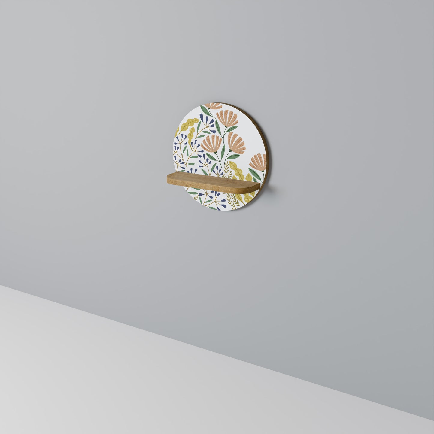 HELLO SPRING Round Art Shelf In Oak Effect