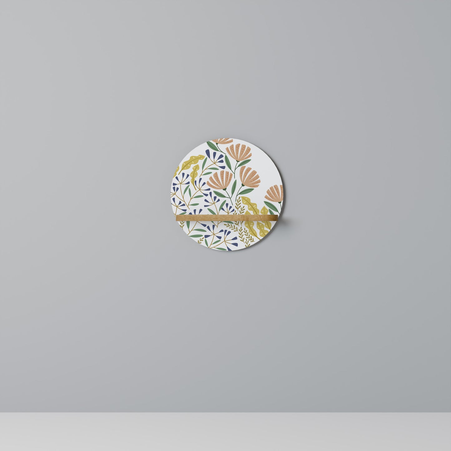 HELLO SPRING Round Art Shelf In Oak Effect