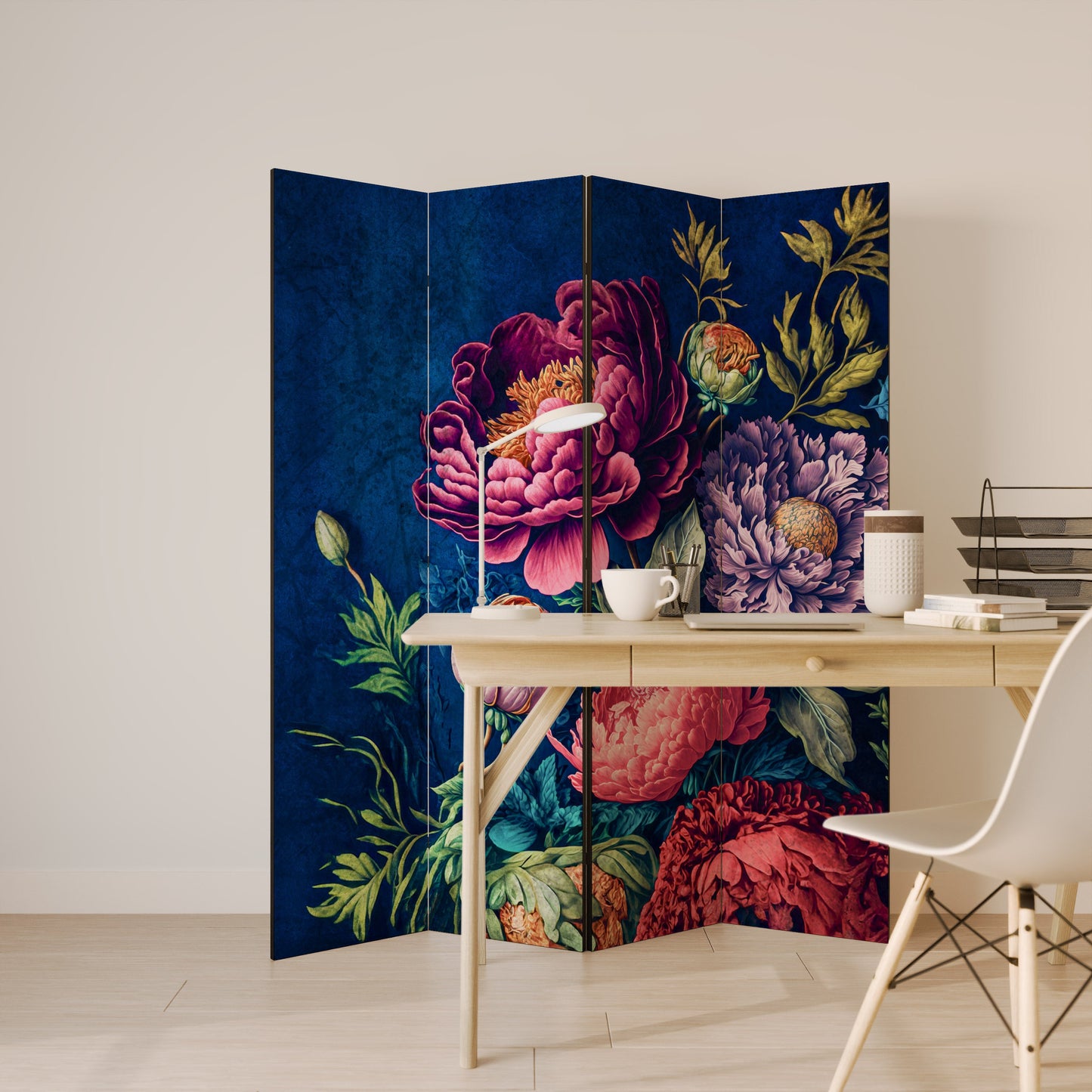 BLOOMING ELEGANCE Decorative 4-Panel Room Divider