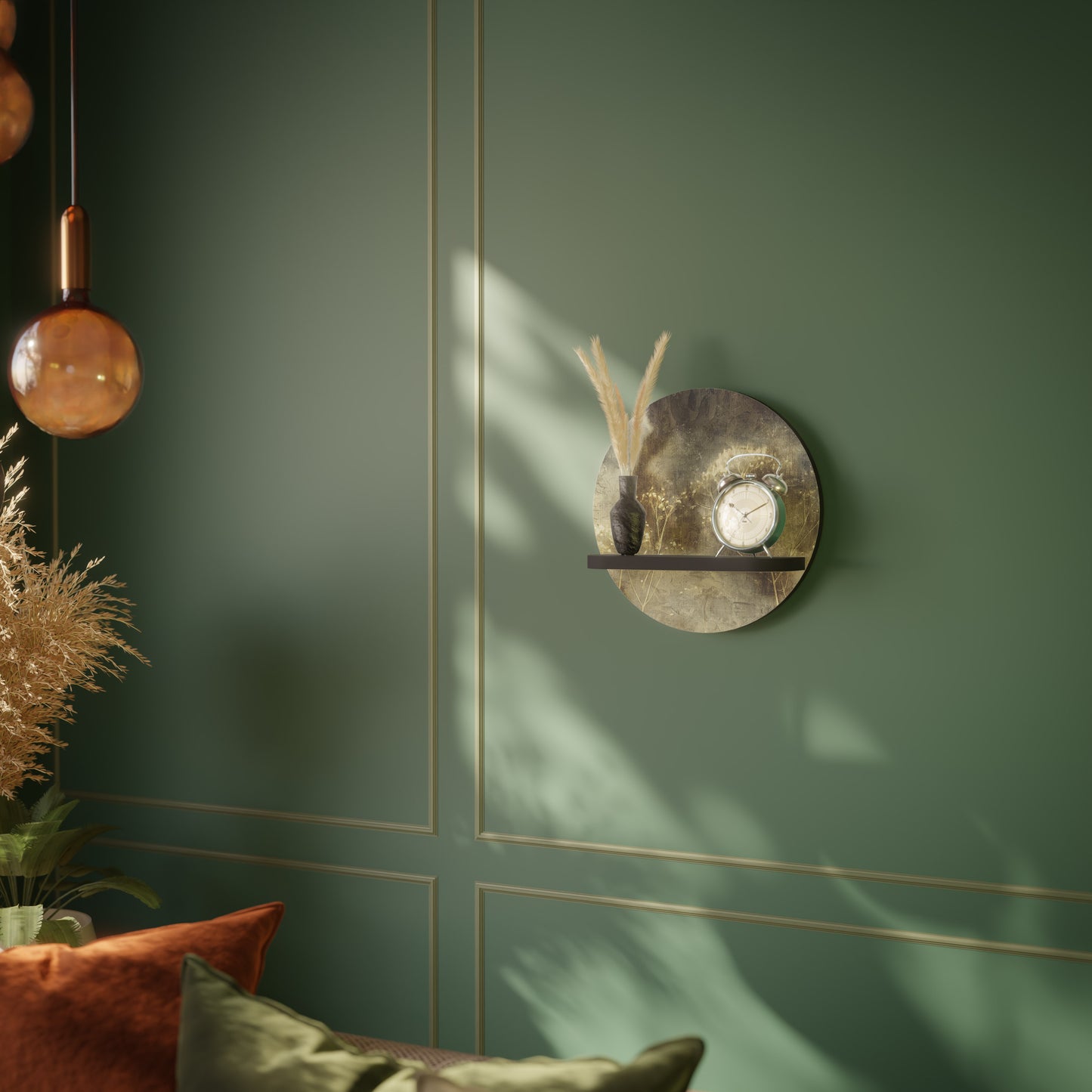 GENTLE POWER Round Art Shelf In Black Finish