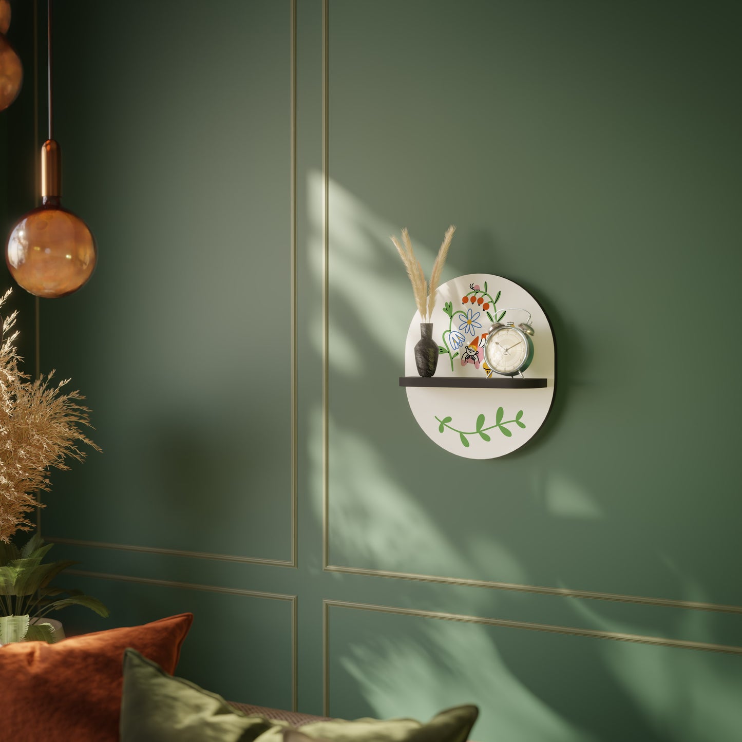 GARDEN LIFE Oval Art Shelf In Black Finish