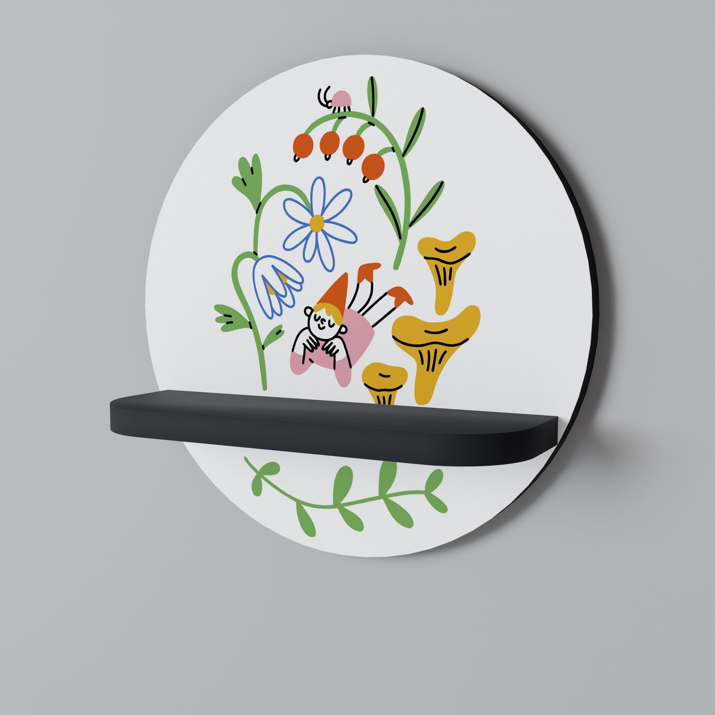 GARDEN LIFE Rund konsthylla i svart finish