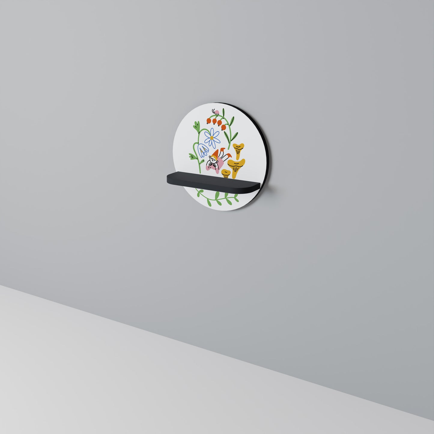 GARDEN LIFE Rund konsthylla i svart finish