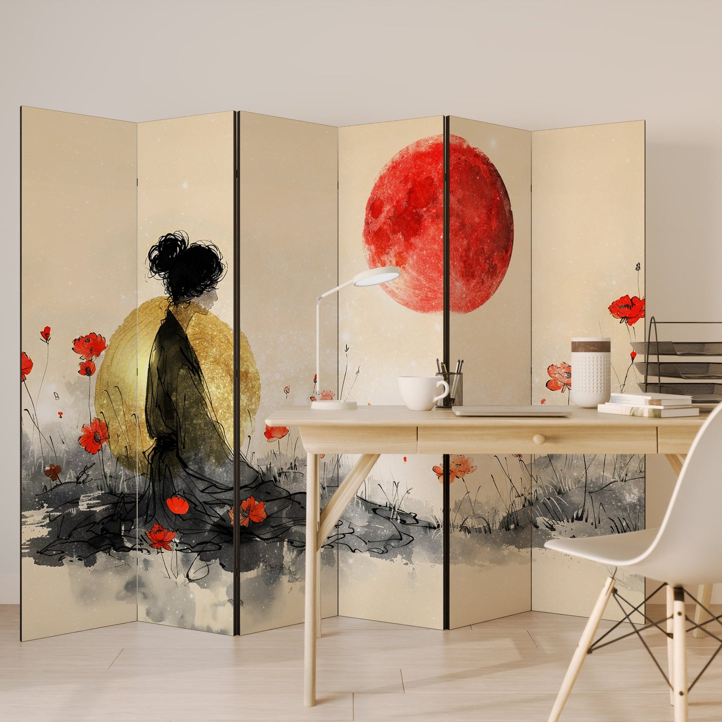 GOLDEN GLOW MEDITATION Decorative 6-Panel Room Divider