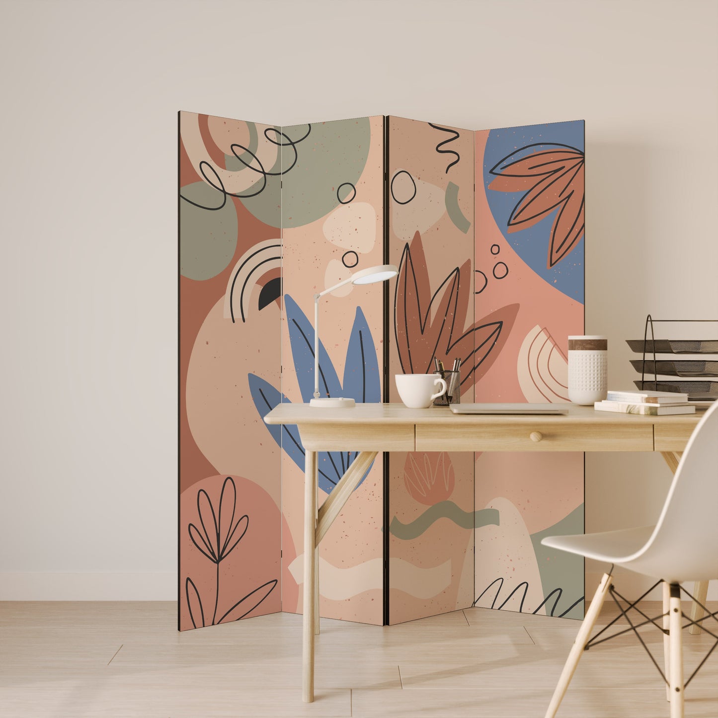 PASTEL DESTINY Dekorativ rumsavdelare med 4 paneler