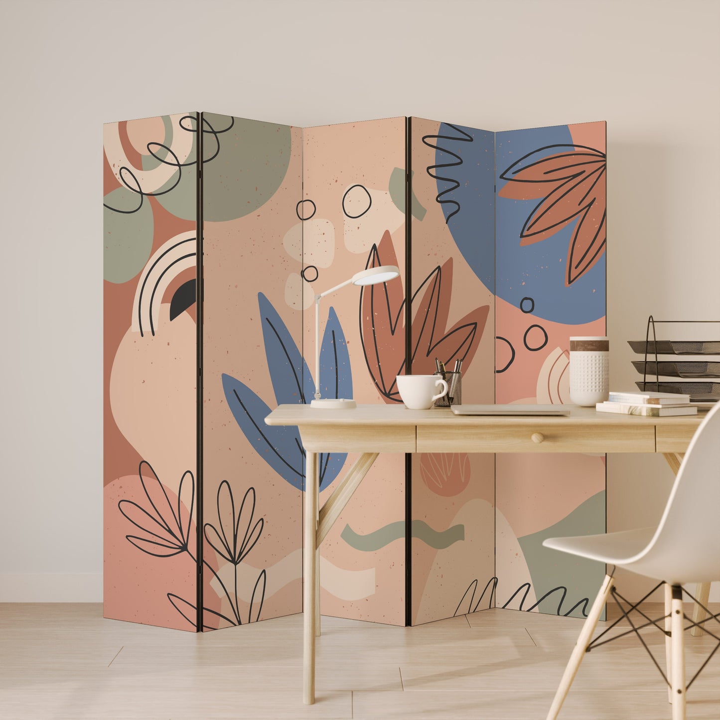 PASTEL DESTINY Dekorativ rumsavdelare med 5 paneler