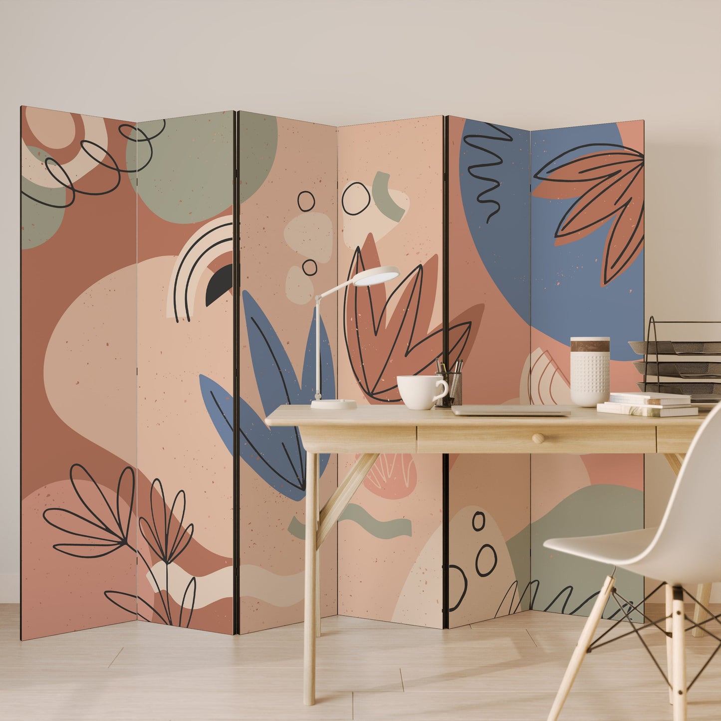 Dekorativ rumsavdelare med 6 paneler i PASTEL DESTINY