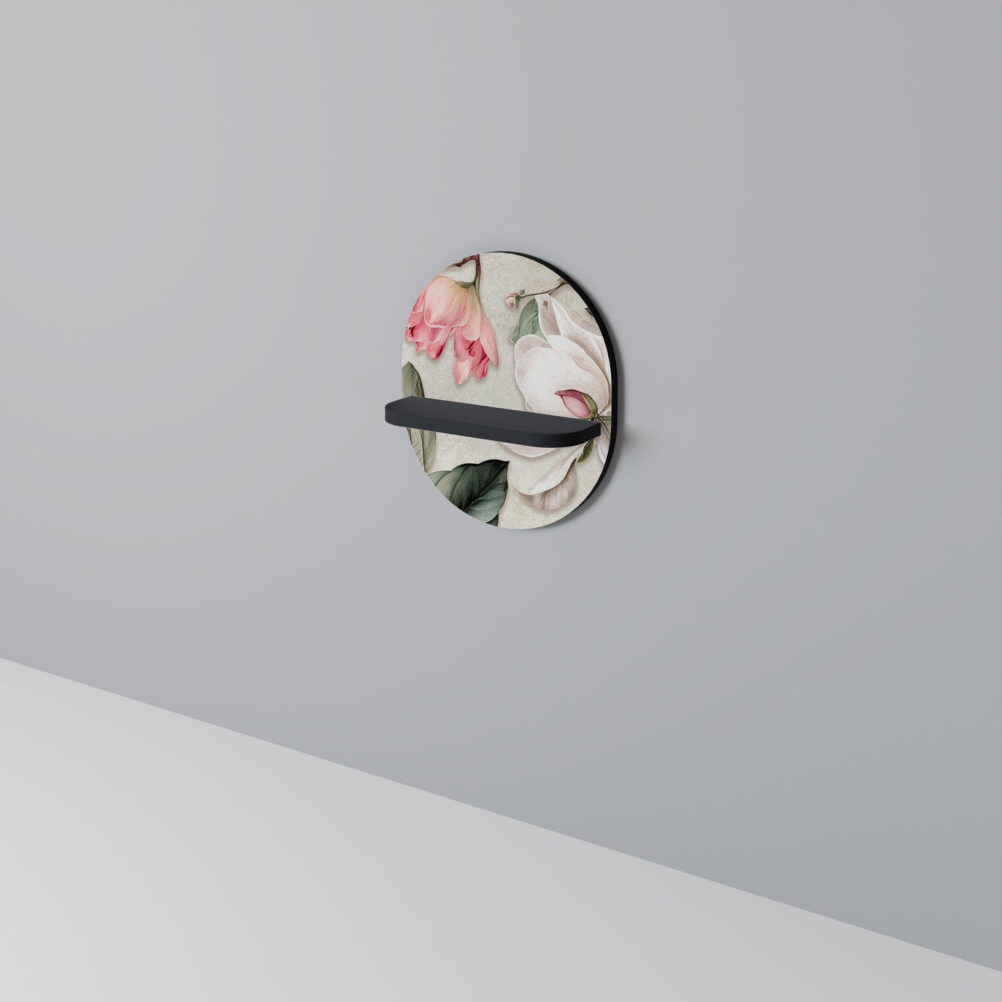 FLORAL GRACE Oval konsthylla i svart finish