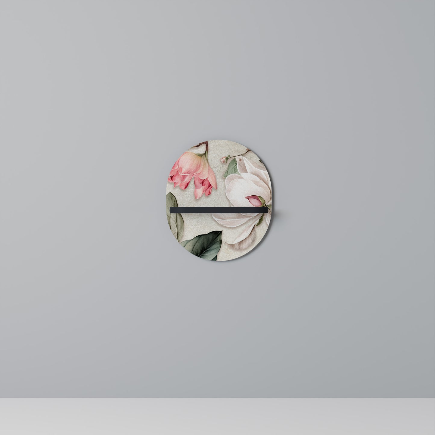 FLORAL GRACE Oval konsthylla i svart finish