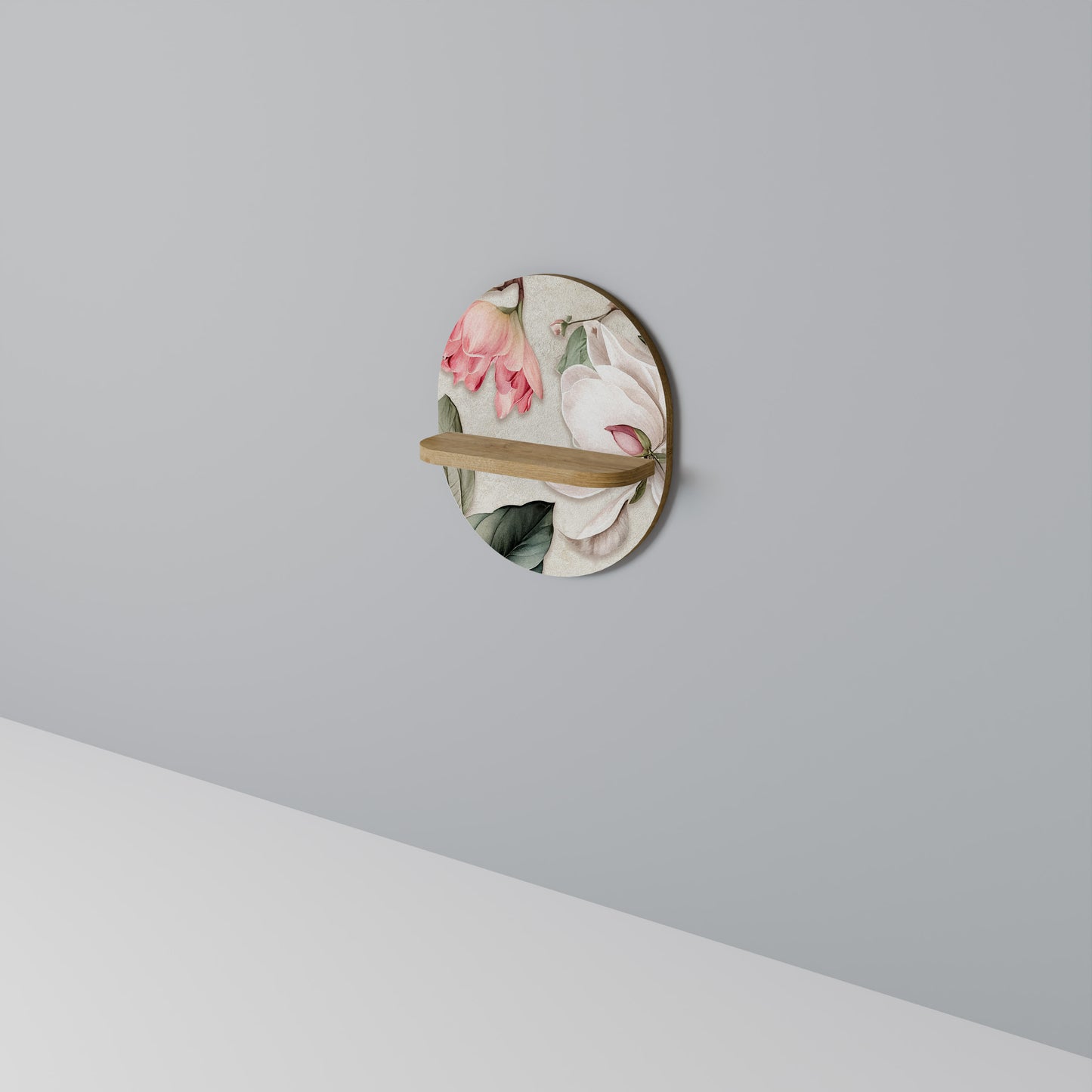 FLORAL GRACE Oval konsthylla i ekeffekt