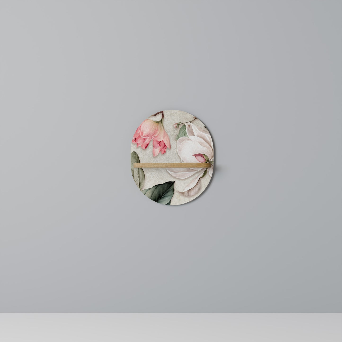 FLORAL GRACE Oval konsthylla i ekeffekt