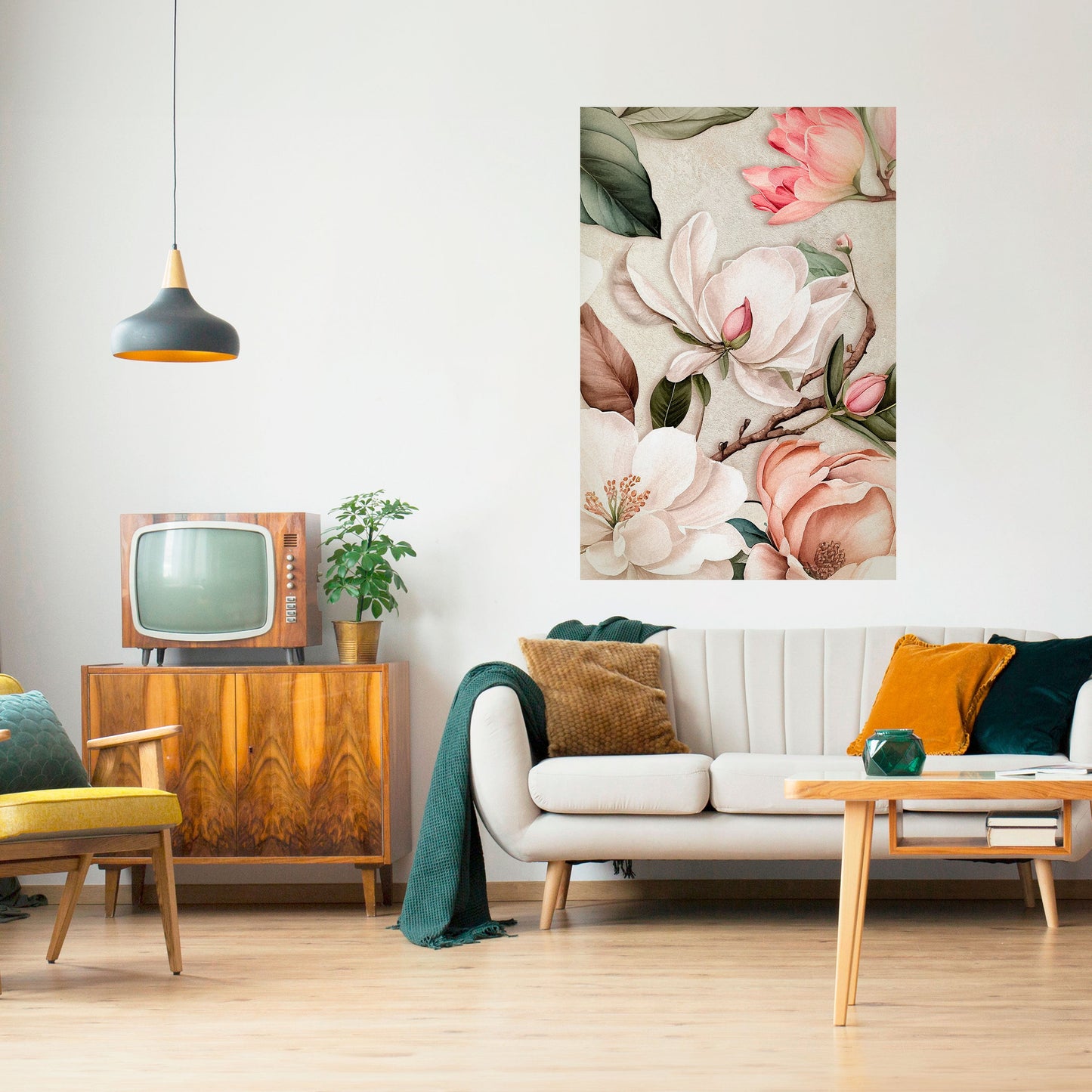 Blommig nåd, skalbar och självhäftande vertikal poster