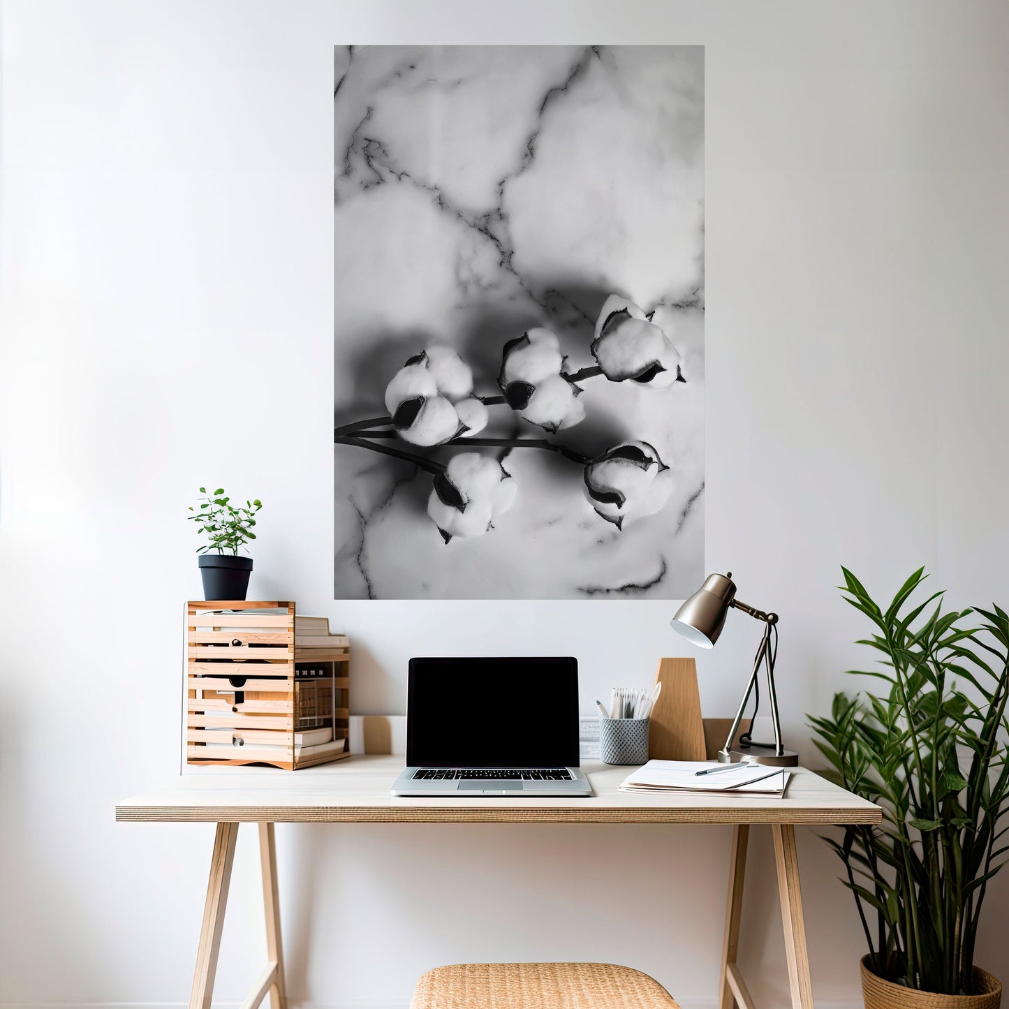 MONOKROM BOMULLSDROMMAR Vertikal poster med självhäftande tryck