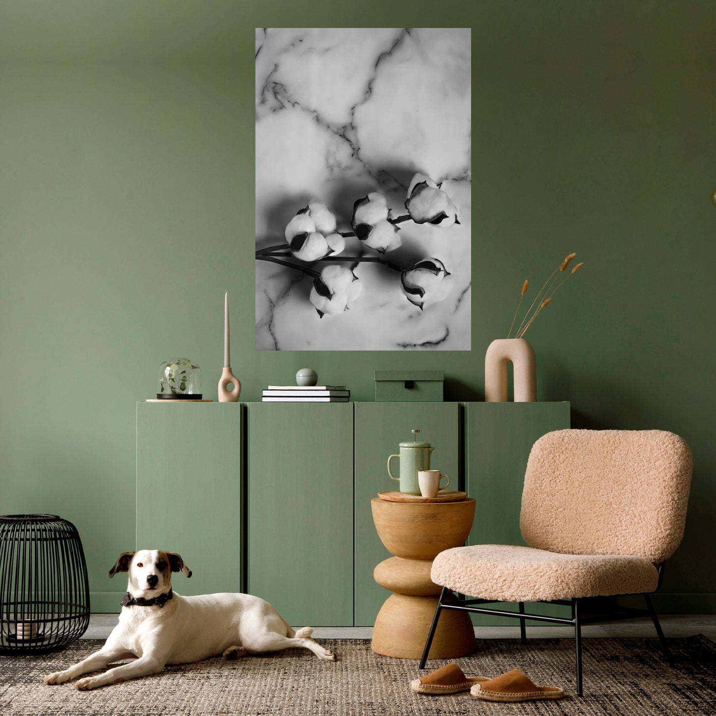 MONOKROM BOMULLSDROMMAR Vertikal poster med självhäftande tryck