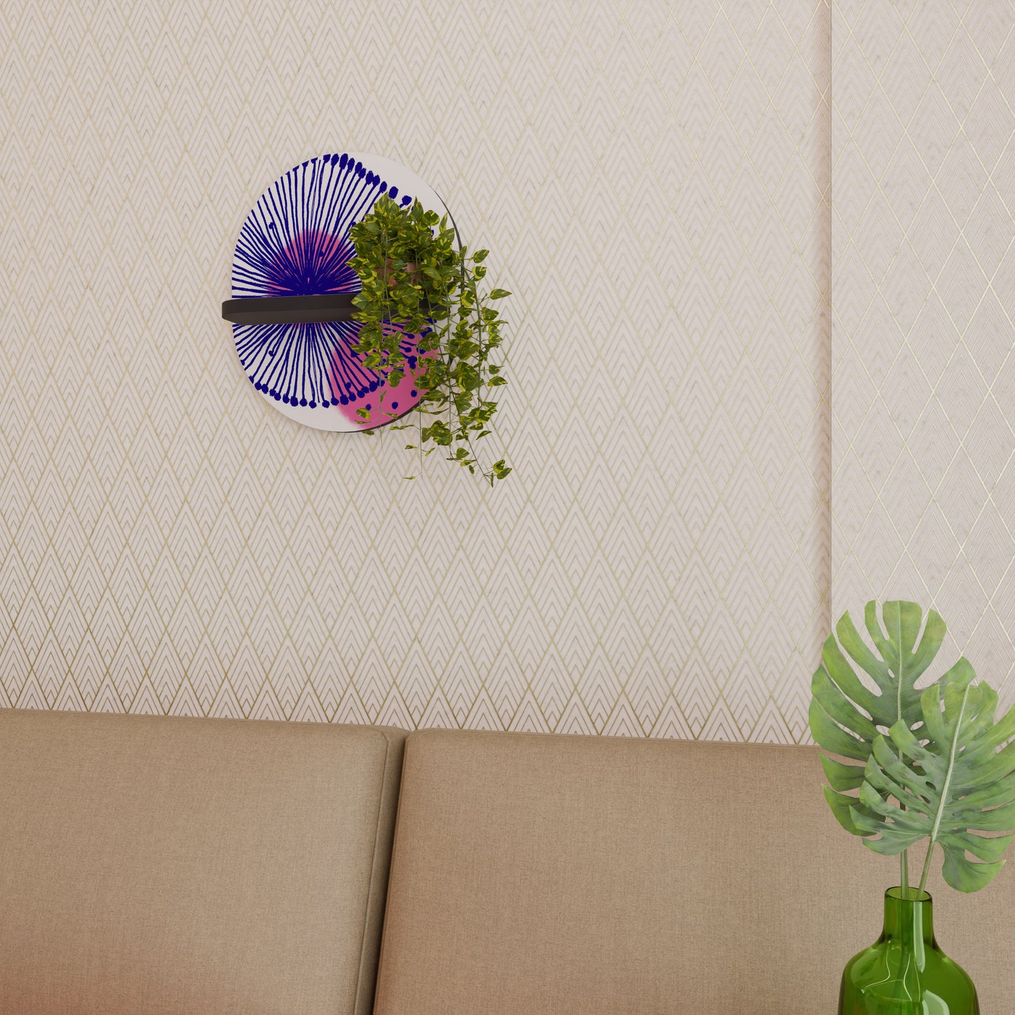MAGIC NATURE Oval konsthylla i svart finish