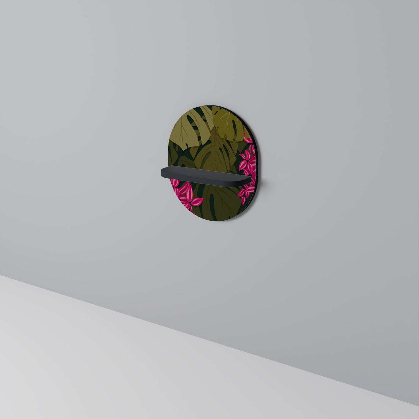 TROPICAL BEAUTY Oval konsthylla i svart finish