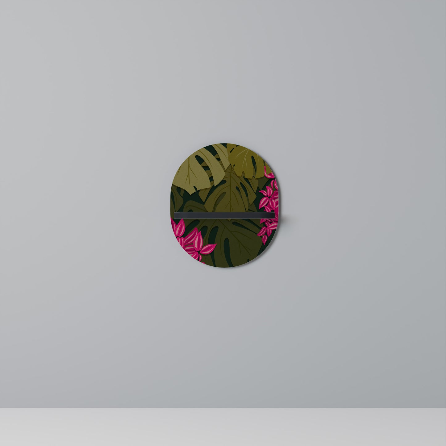 TROPICAL BEAUTY Oval konsthylla i svart finish