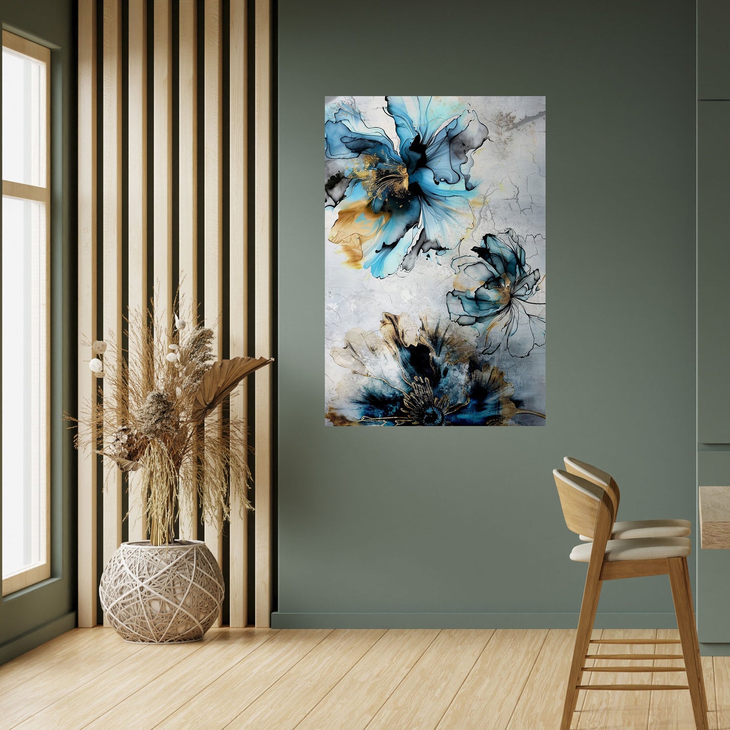 Koboltblommor vertikal poster med självhäftande mönster