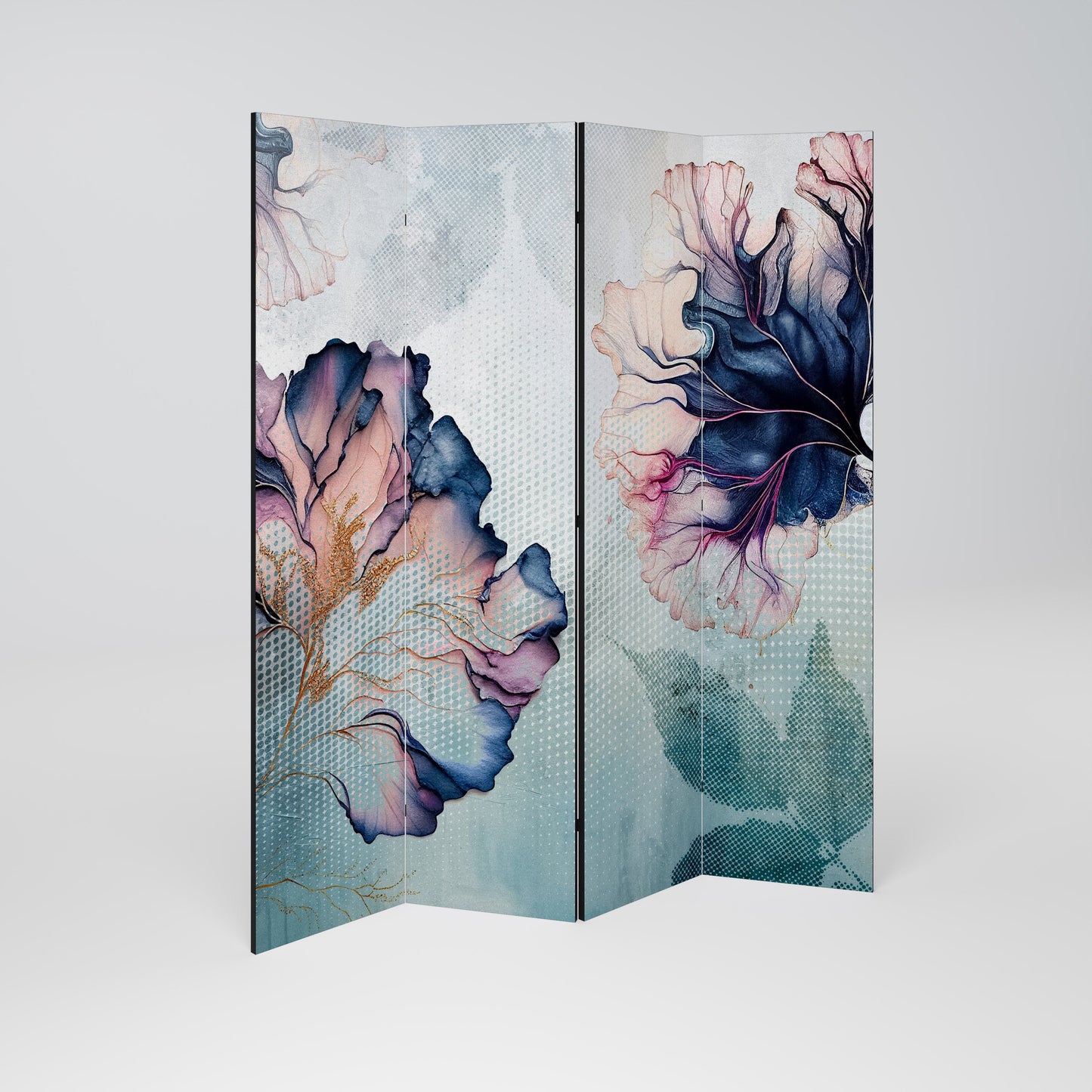 ICY BLOSSOMS Dekorativ rumsavdelare med 4 paneler