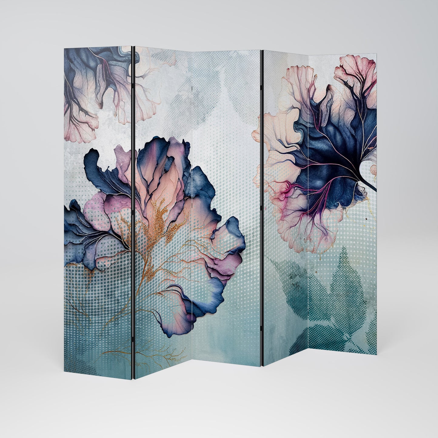 ICY BLOSSOMS Dekorativ rumsavdelare med 5 paneler