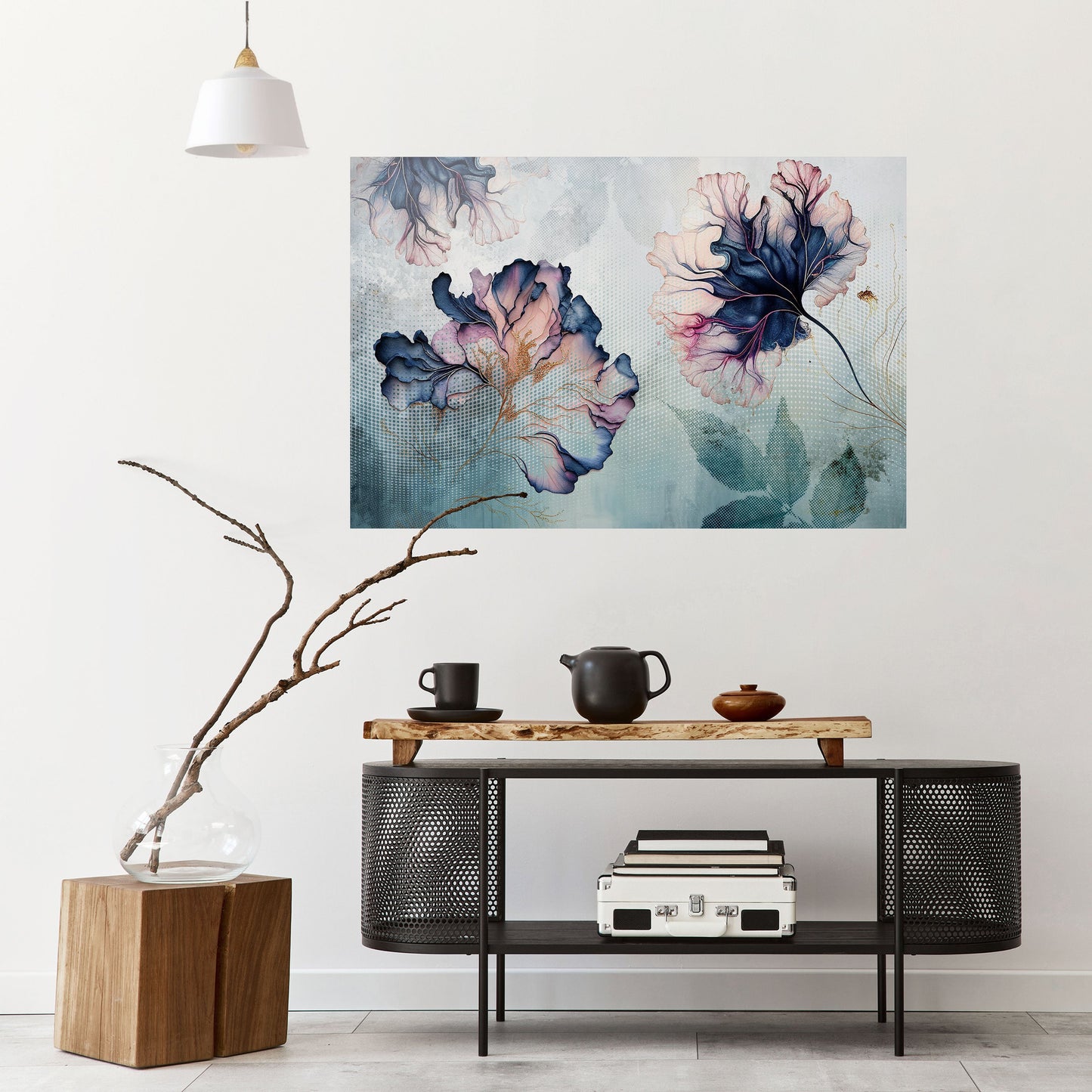 ICY BLOSSOMS horisontell poster med självhäftande motiv