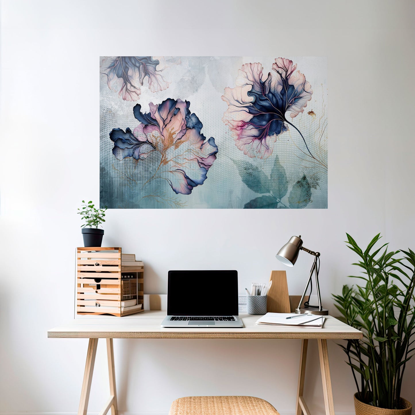 ICY BLOSSOMS horisontell poster med självhäftande motiv