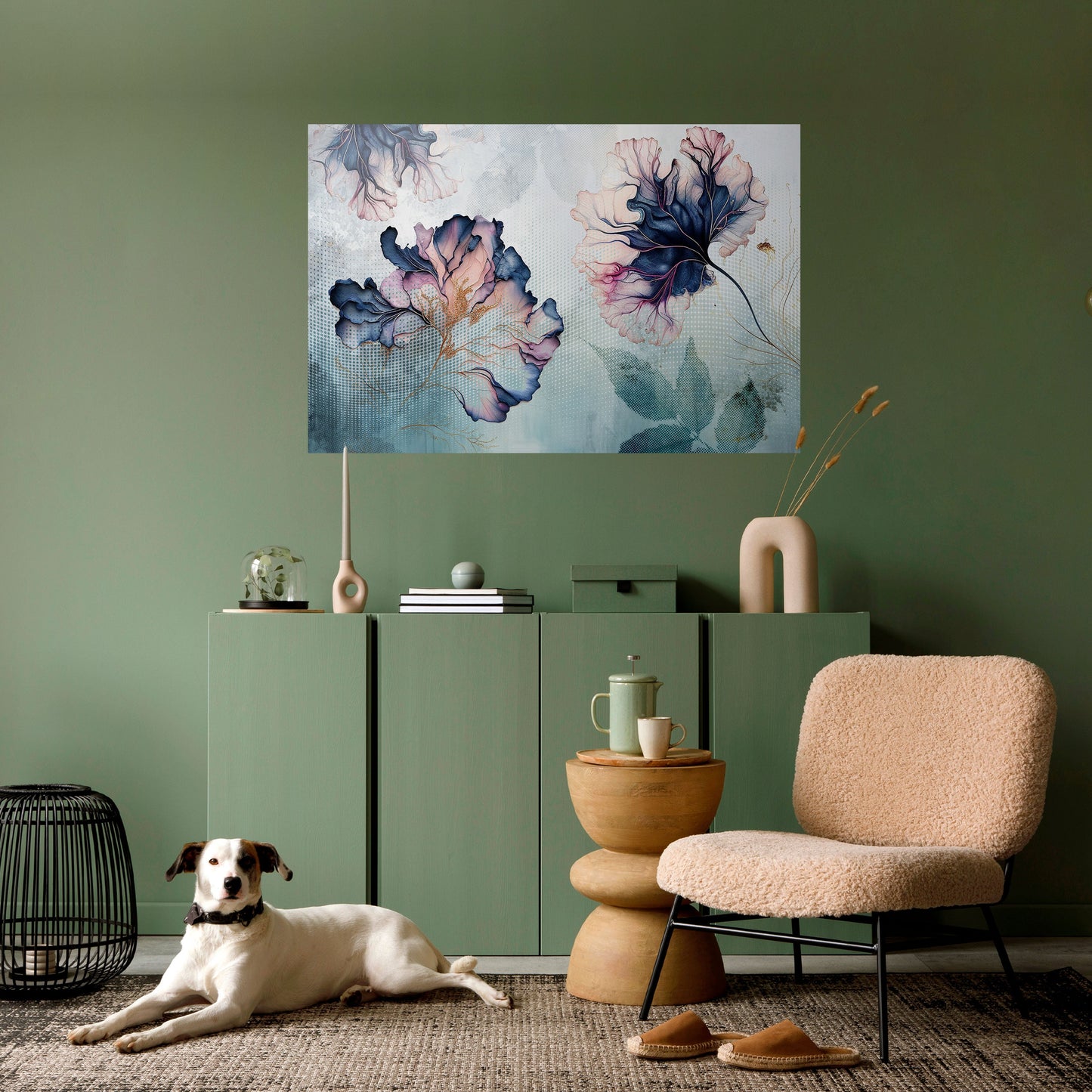 ICY BLOSSOMS horisontell poster med självhäftande motiv
