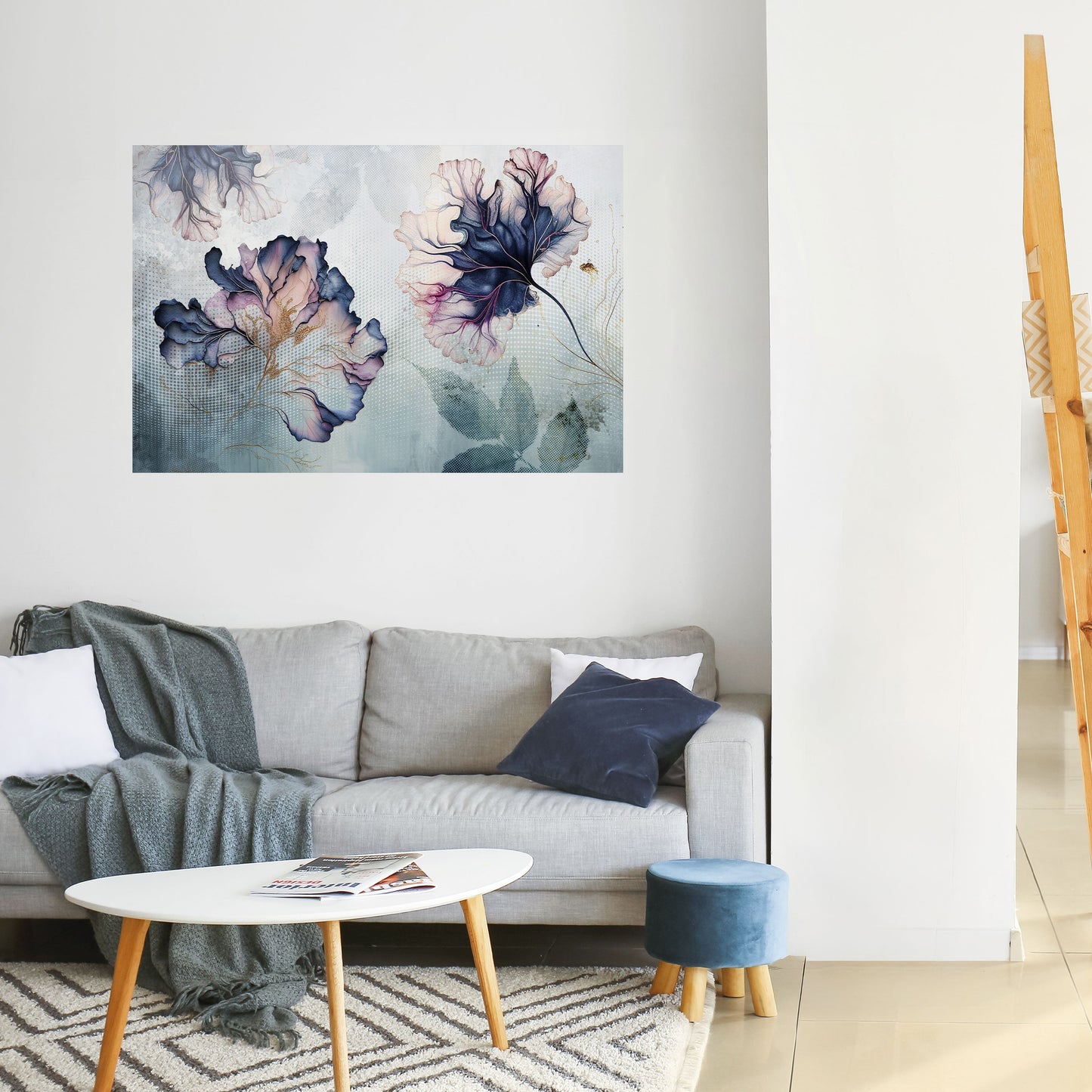 ICY BLOSSOMS horisontell poster med självhäftande motiv
