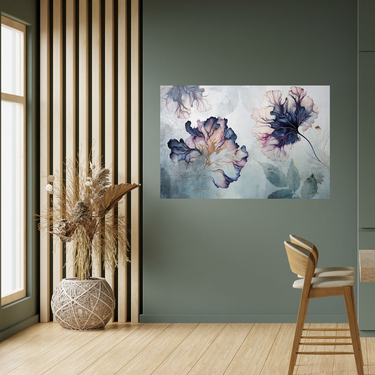 ICY BLOSSOMS horisontell poster med självhäftande motiv