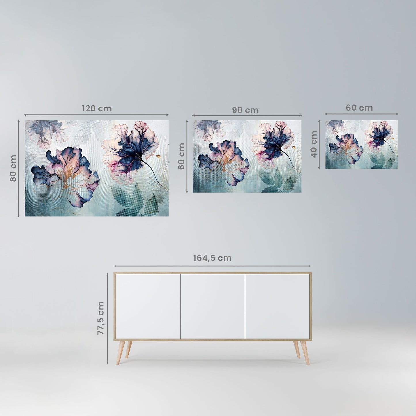 ICY BLOSSOMS horisontell poster med självhäftande motiv