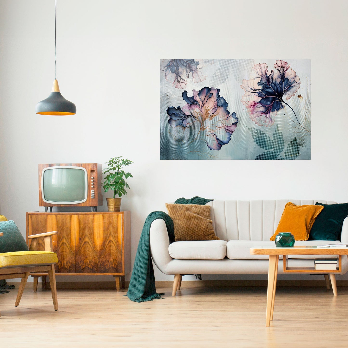 ICY BLOSSOMS horisontell poster med självhäftande motiv