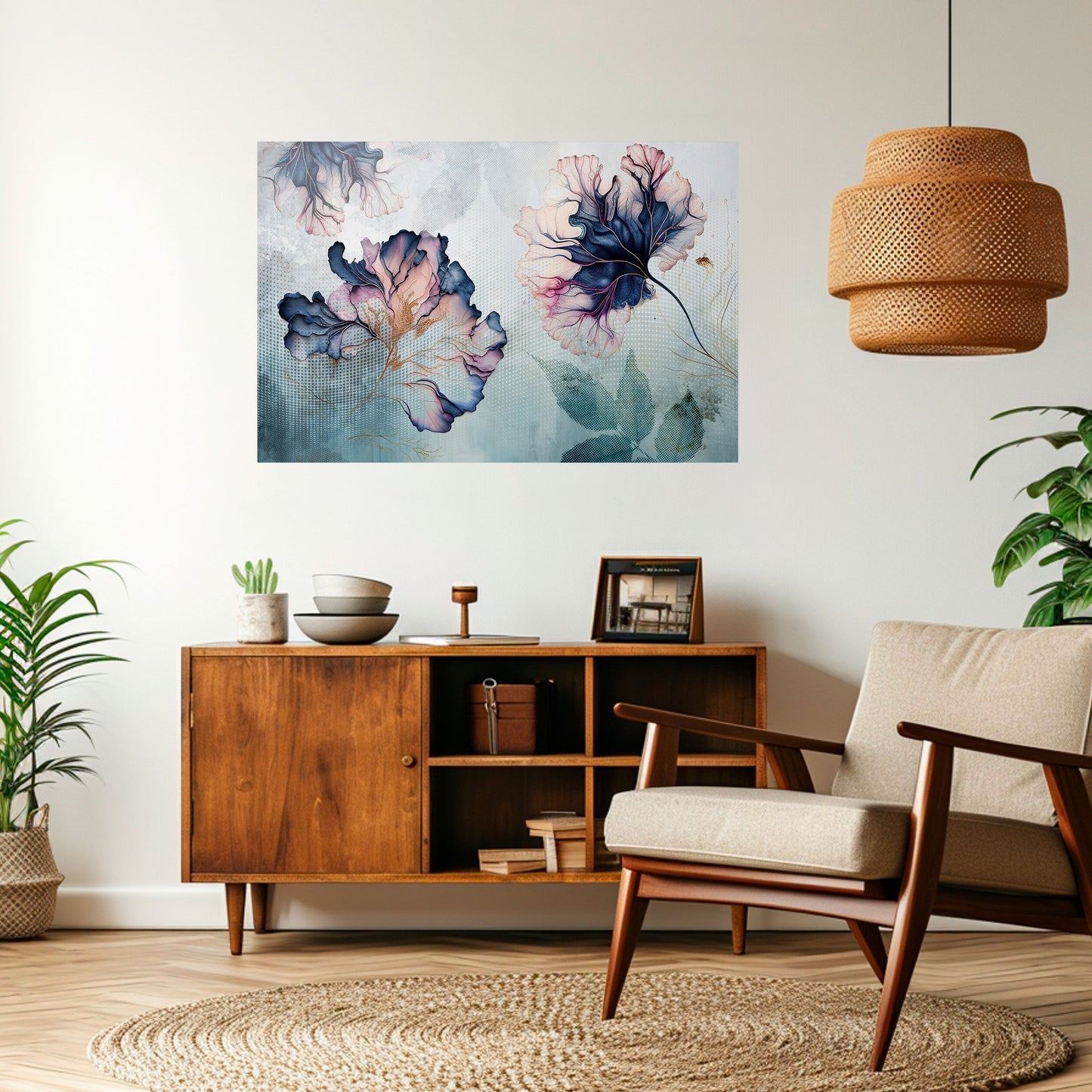 ICY BLOSSOMS horisontell poster med självhäftande motiv