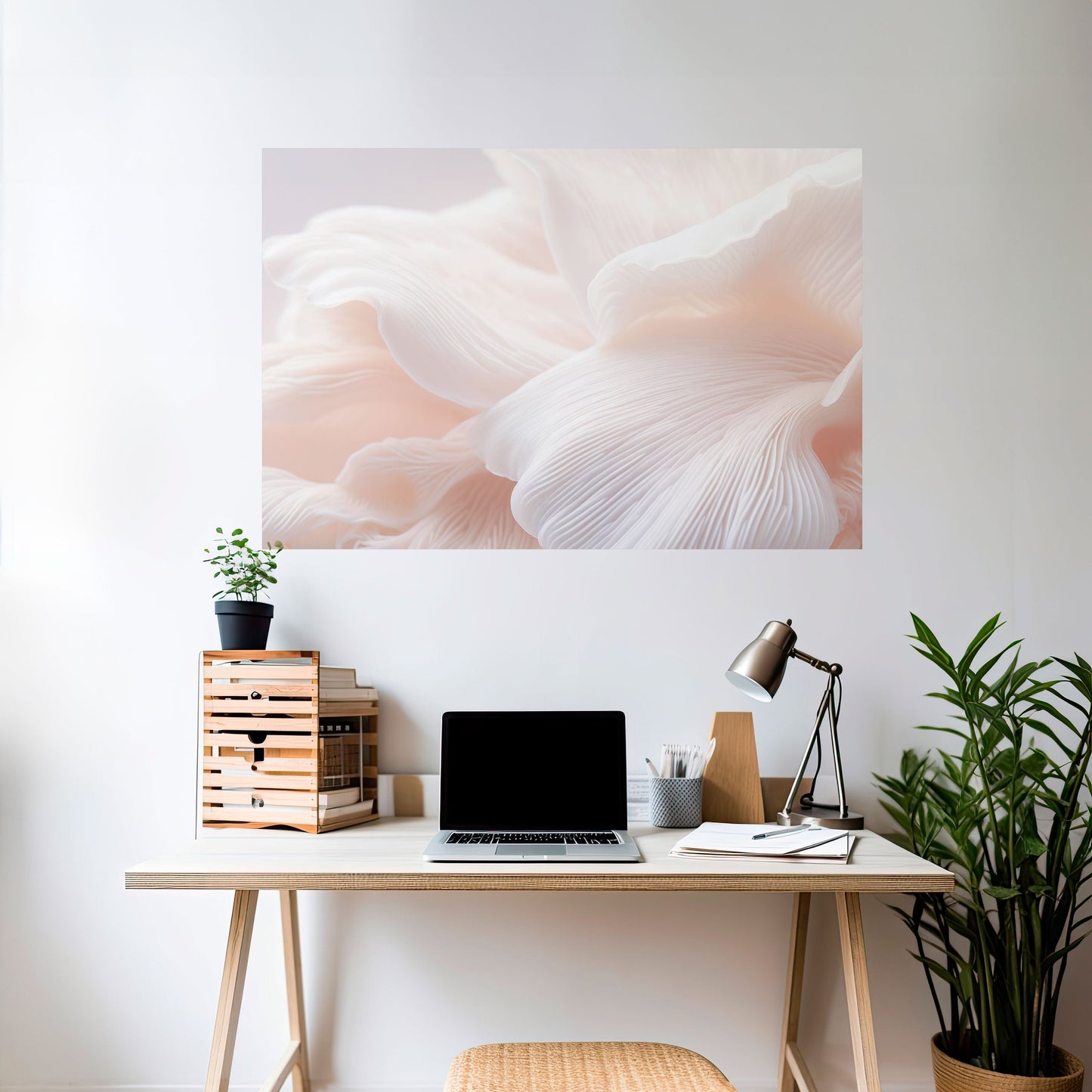 DELICATE ROSA HARMONY horisontell affisch med självhäftande motiv