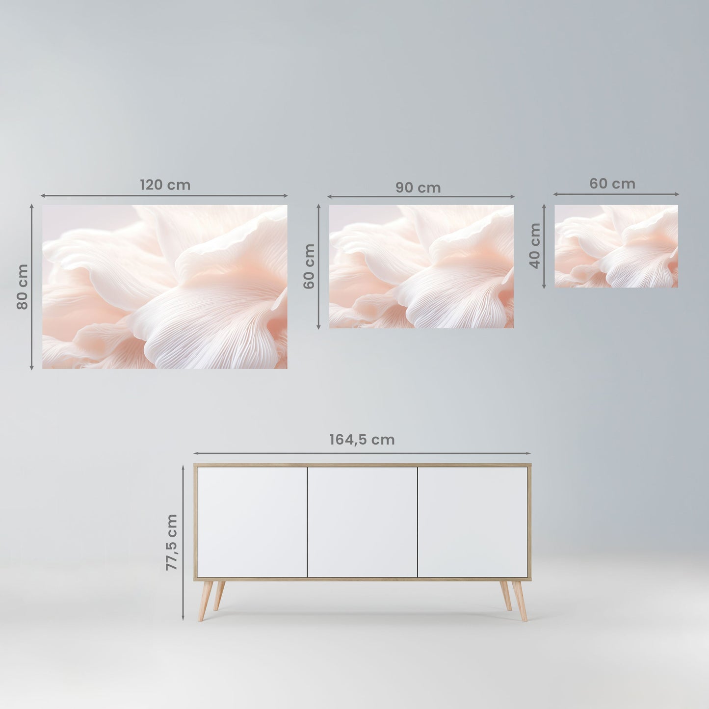 DELICATE ROSA HARMONY horisontell affisch med självhäftande motiv