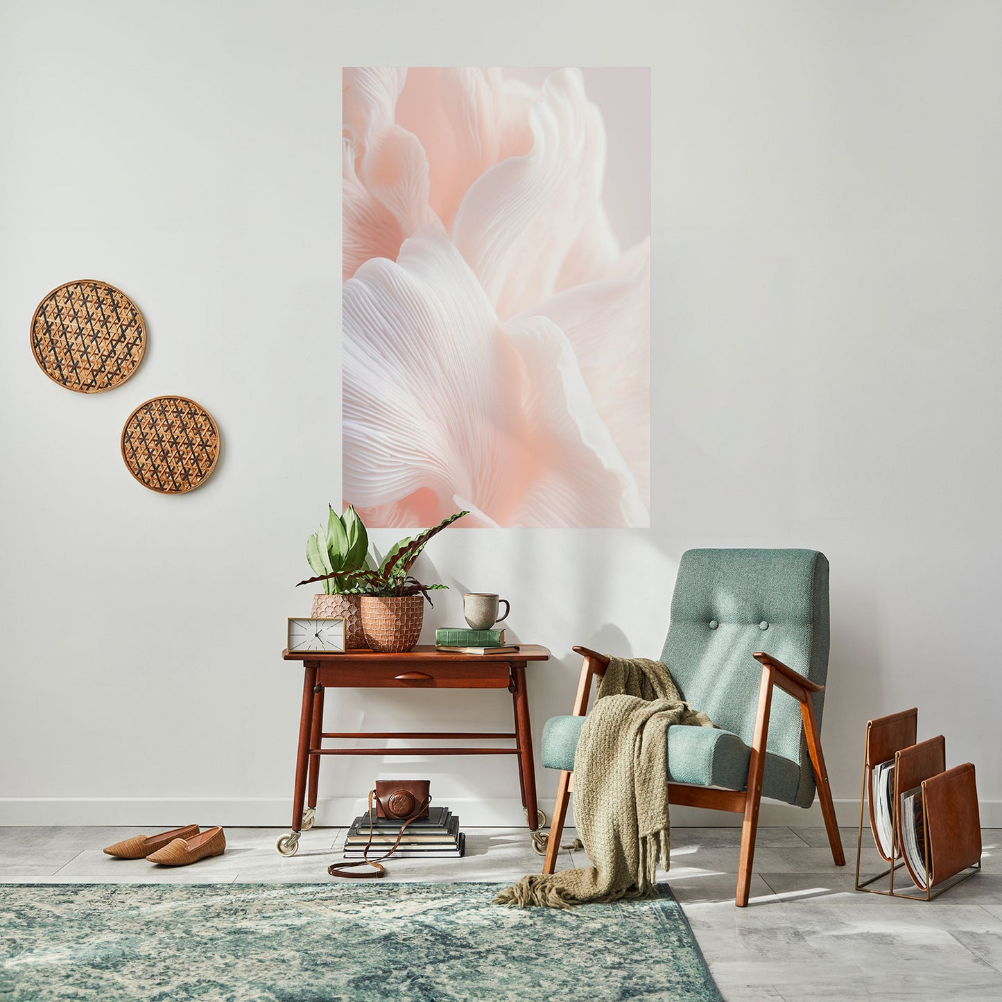 DELICATE ROSA HARMONY vertikal poster med självhäftande motiv
