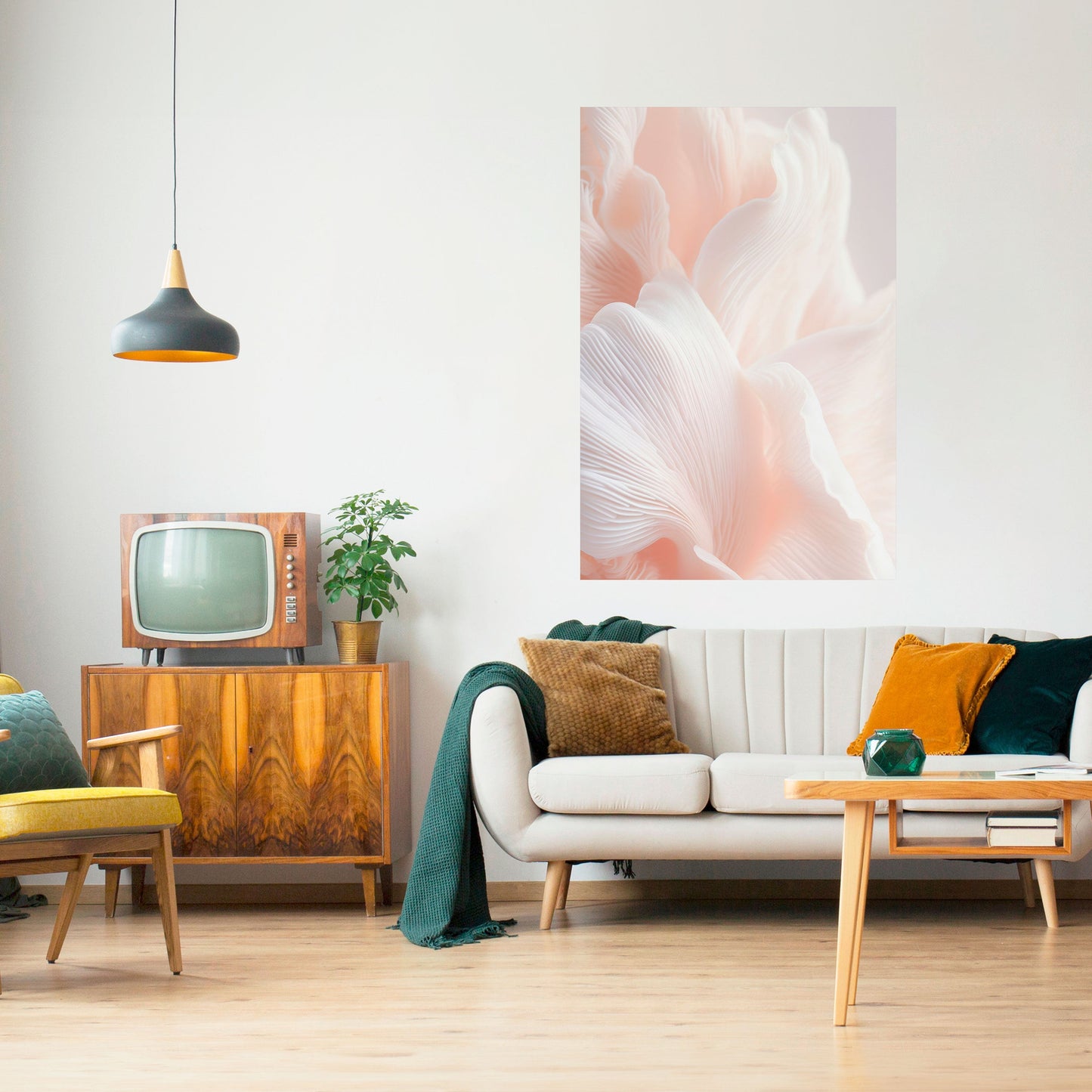 DELICATE ROSA HARMONY vertikal poster med självhäftande motiv