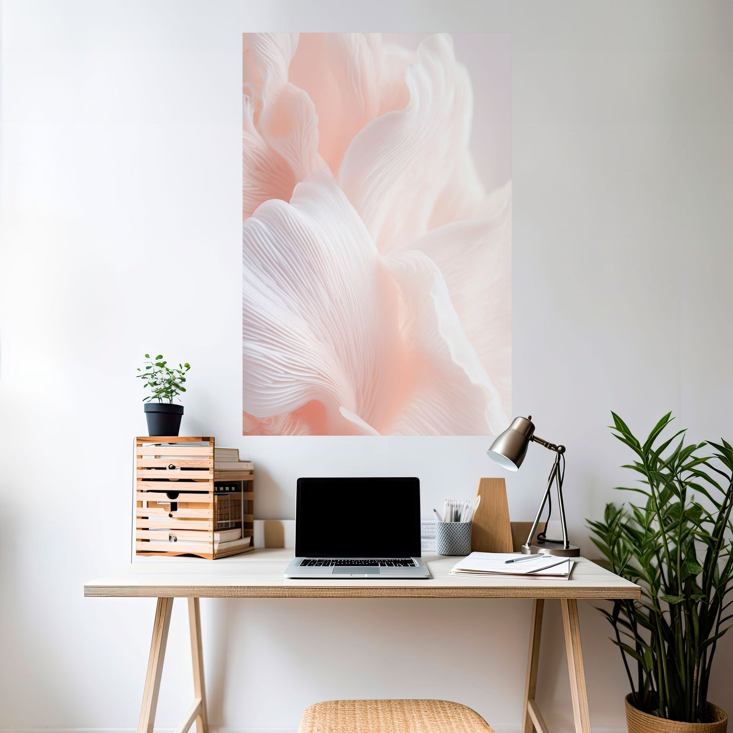 DELICATE ROSA HARMONY vertikal poster med självhäftande motiv